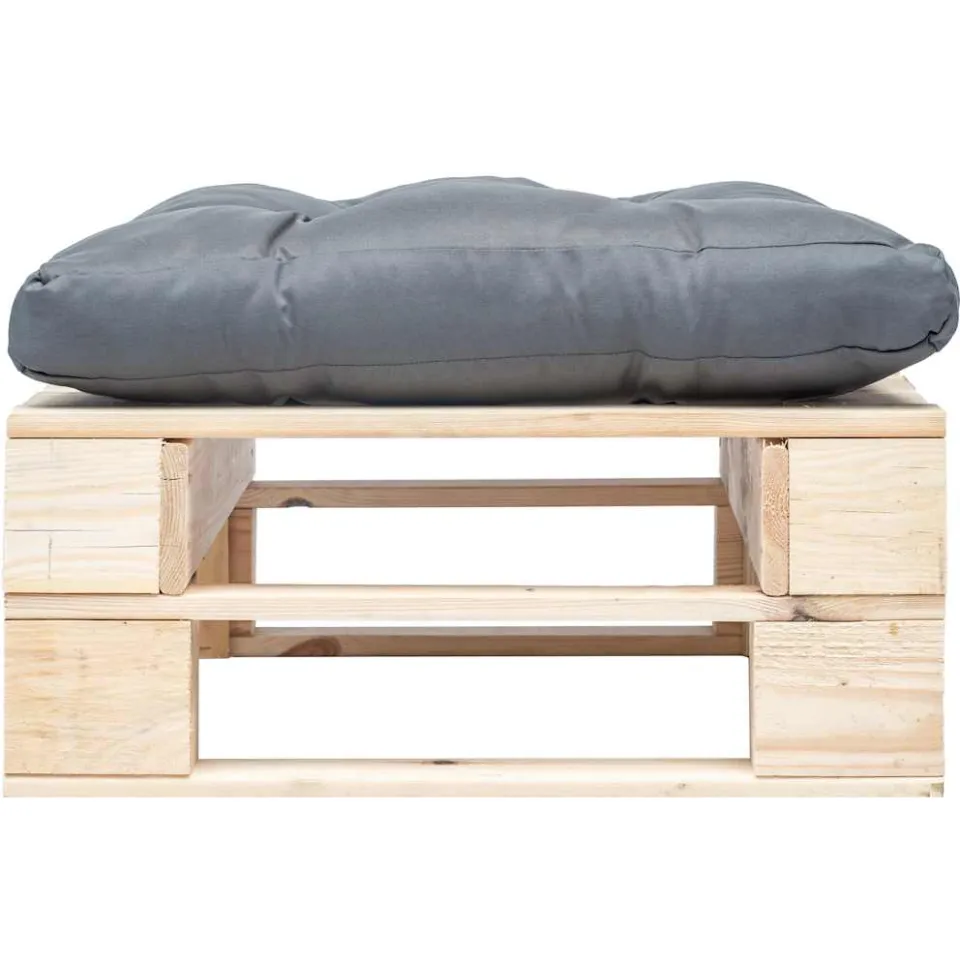 vidaXL Tuinpoef met grijs kussen pallet hout naturel, foto 2