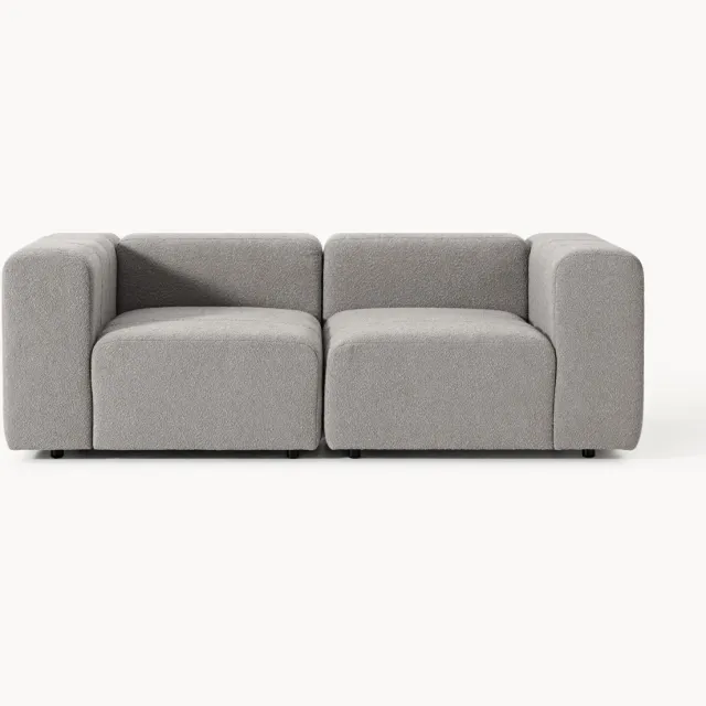 Westwing Collection Modulaire bouclé bank Lena (3-zits) Grijs