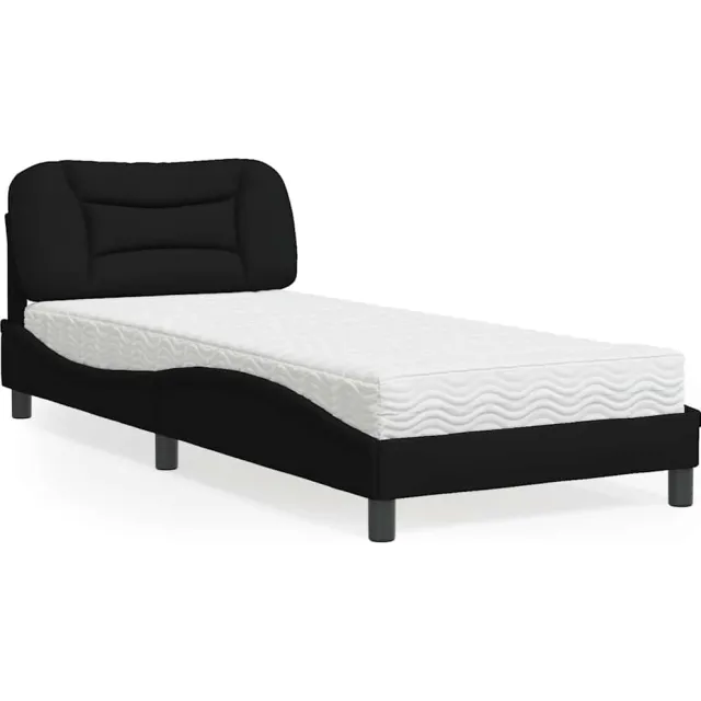vidaXL Bed met matras "Hvar" stof zwart 90x190 cm