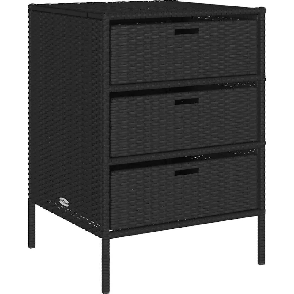 vidaXL Tuinkast 55x59x80 cm poly rattan zwart, foto 3