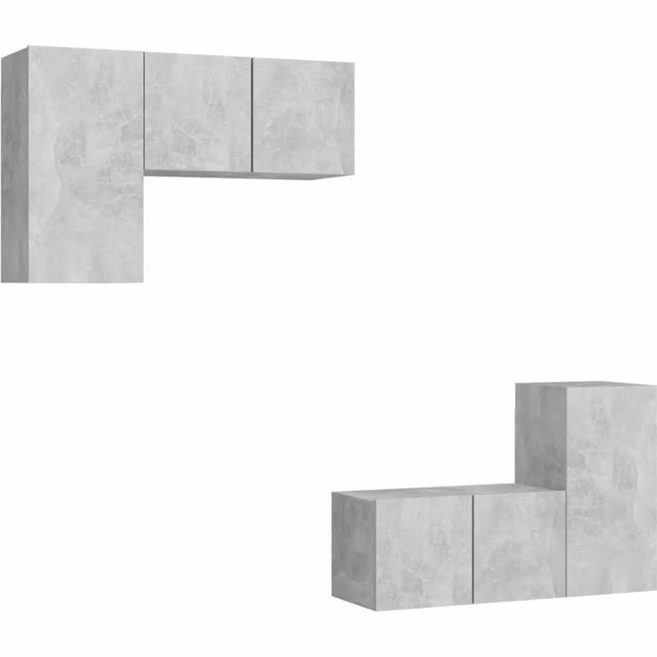 vidaXL 4-delige Tv-meubelset bewerkt hout betongrijs grijs, foto 3