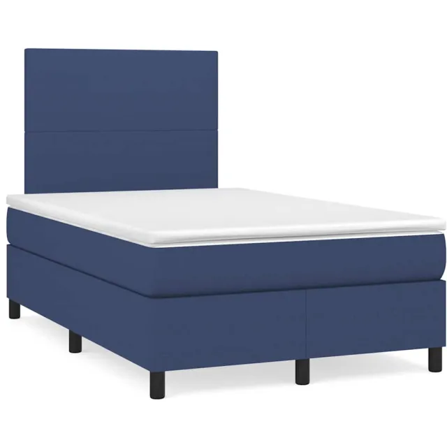 vidaXL Boxspring met matras en LED stof blauw 120x190 cm