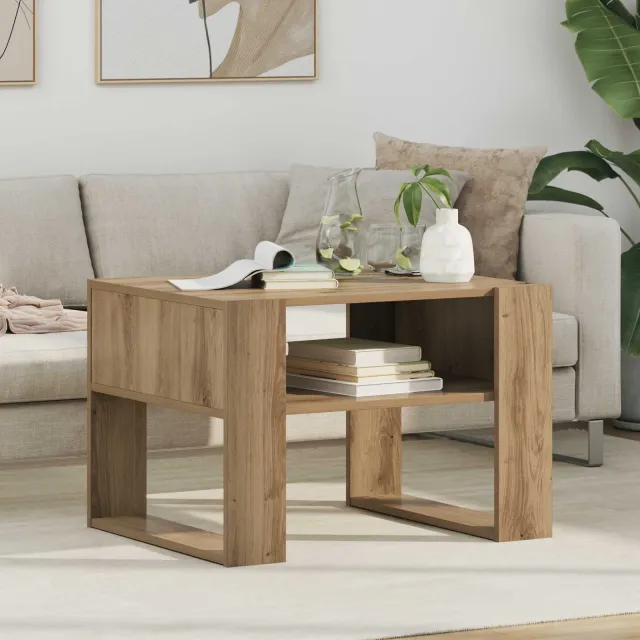 vidaXL Salontafel Artisan Eiken 66 x 53 x 45 cm Bewerkt hout Bruin