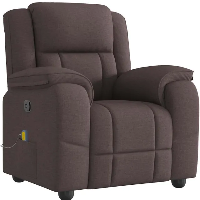 vidaXL Massagestoel - verstelbaar - stof - donkerbruin