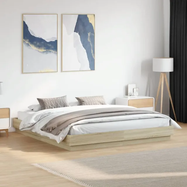 vidaXL Bedframe bewerkt hout sonoma eikenkleurig 180x200 cm Bruin