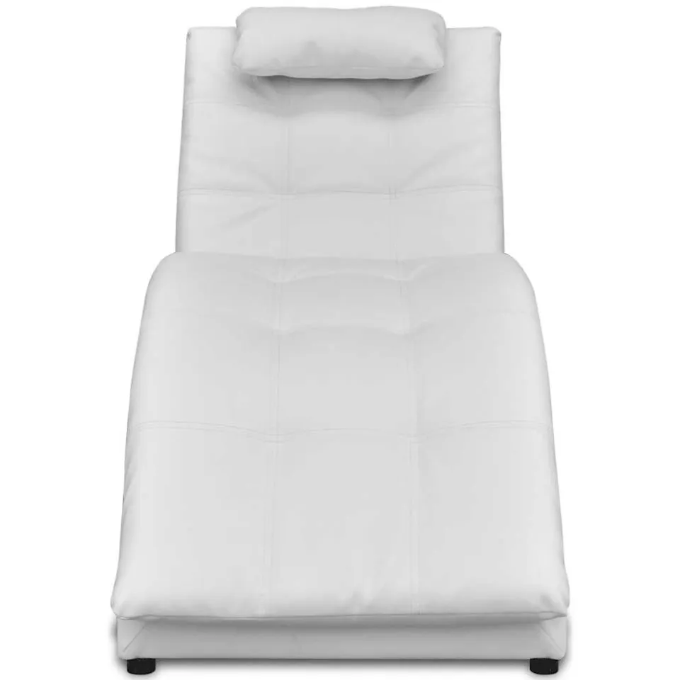 vidaXL Chaise longue met kussen kunstleer wit, foto 2