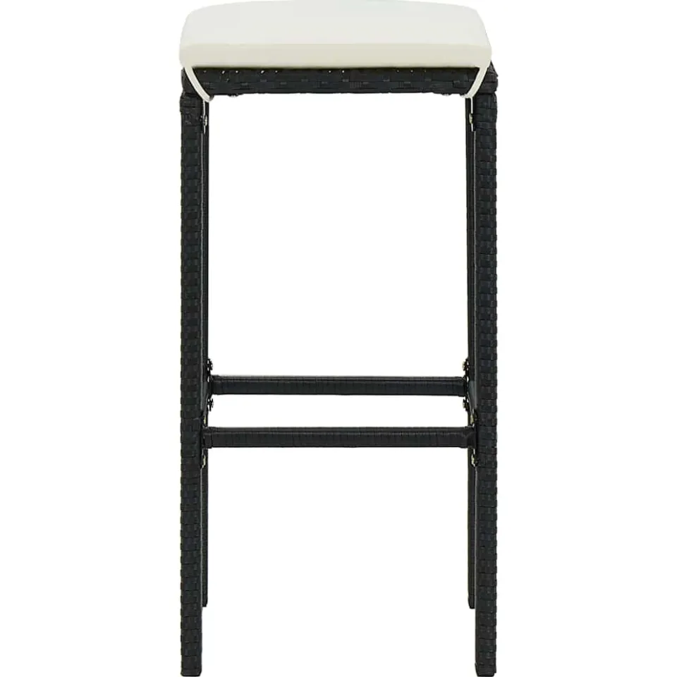 vidaXL Barkrukken met kussens 2 st poly rattan zwart, foto 4