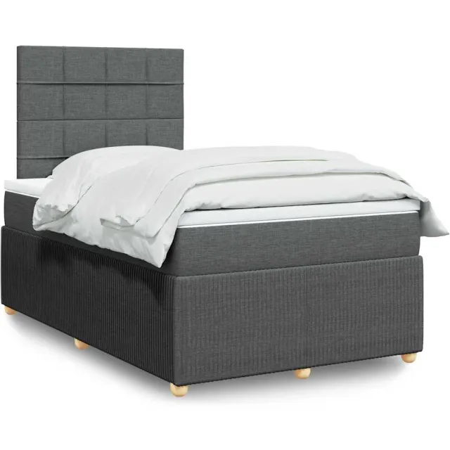 vidaXL Boxspring met matras stof donkergrijs 120x190 cm grijs