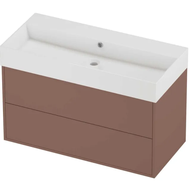 Proline Zara Badmeubelset Porselein Loft 2 Laden 100x46x65 cm Glans Wit Beauty Blush Rosé Goud