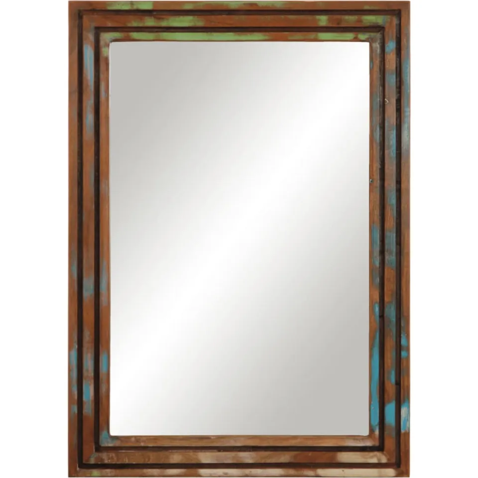 vidaXL Badkamerspiegel 50x70 cm massief acaciahout en glas Meerkleurig