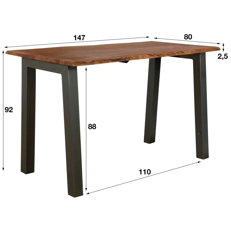 LifestyleFurn Industriele Boomstam Bartafel 'Judge' 147 x 80cm massief acacia naturel, foto 4