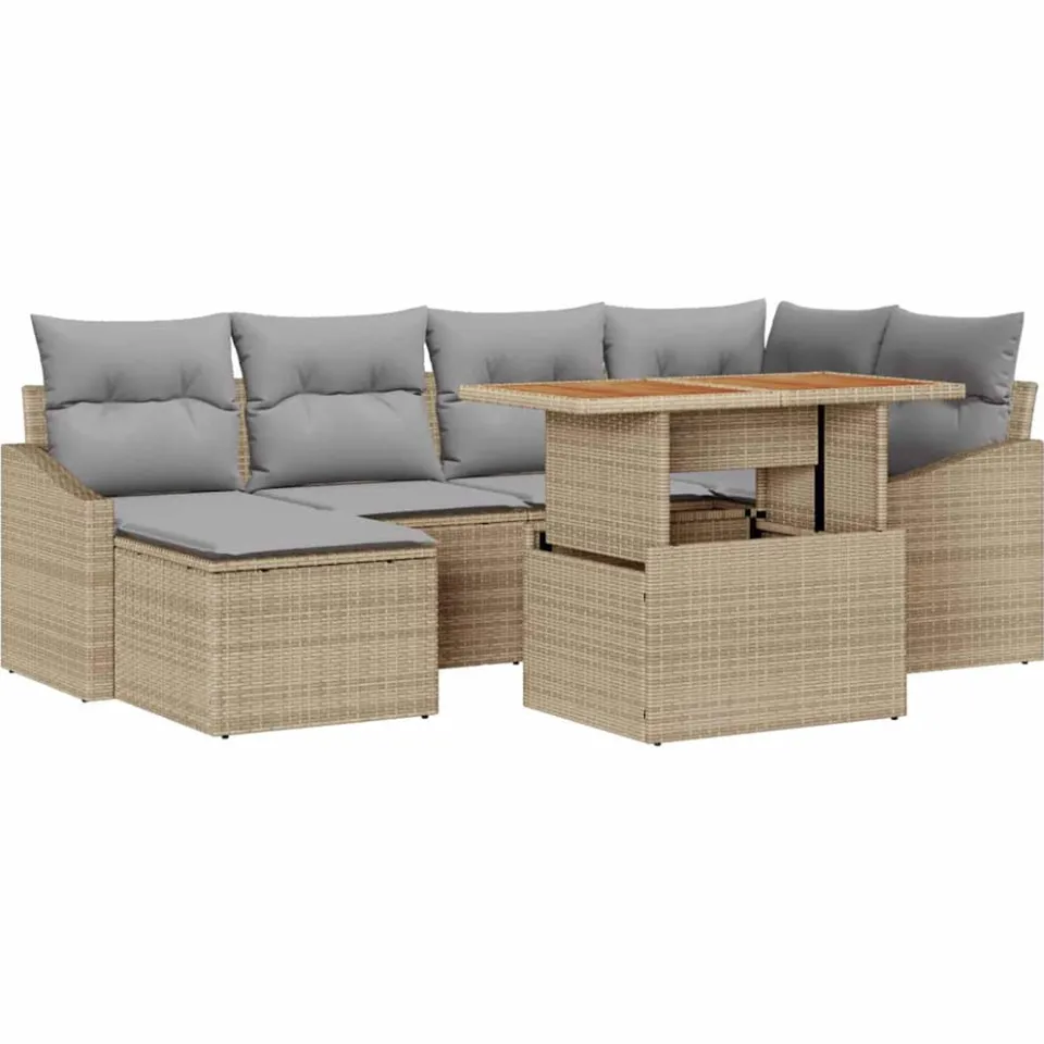 vidaXL Tuinbankenset 7 st Beige en Grijs