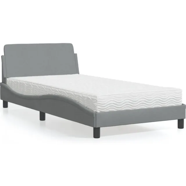 vidaXL Bed met matras "Dover" stof lichtgrijs 100x200 cm