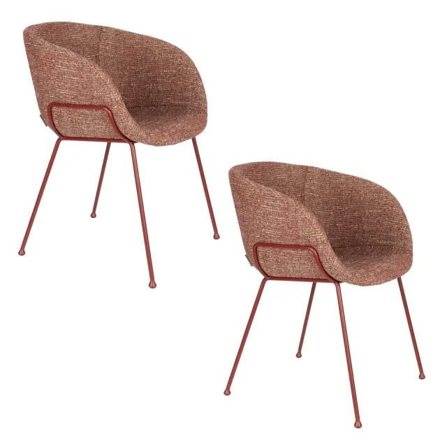 Zuiver Feston eetkamerstoel armleuning terracotta Rood