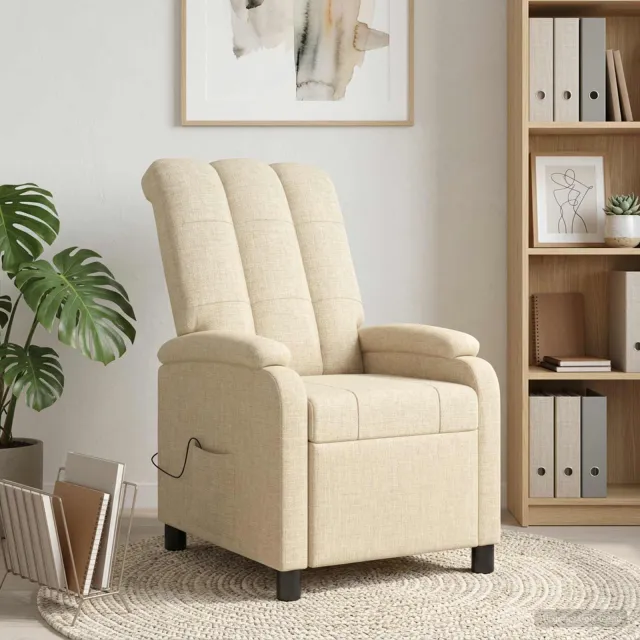 vidaXL Massage Recliner Crèmekleurig Stof