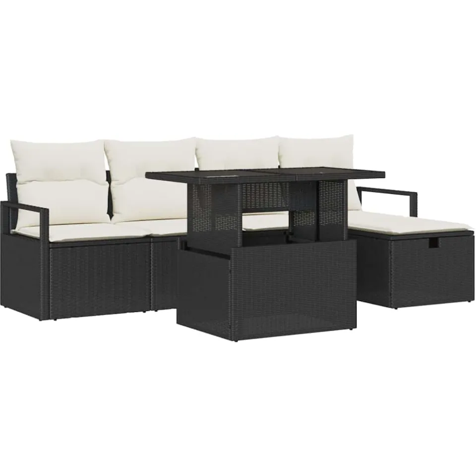 vidaXL Tuin Sofa Set 6 st Zwart poly rattan