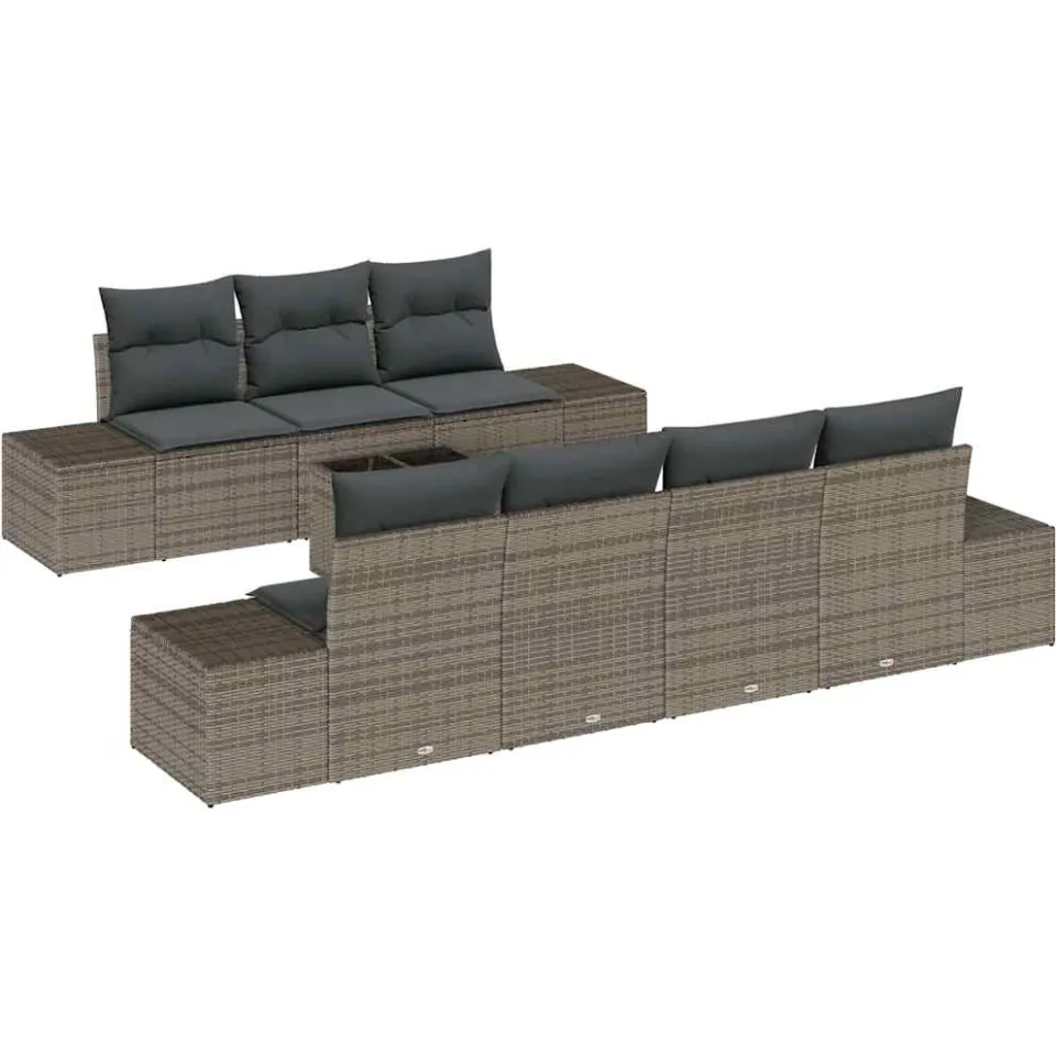 vidaXL Tuin Sofa Set 8 st Grijs poly rattan