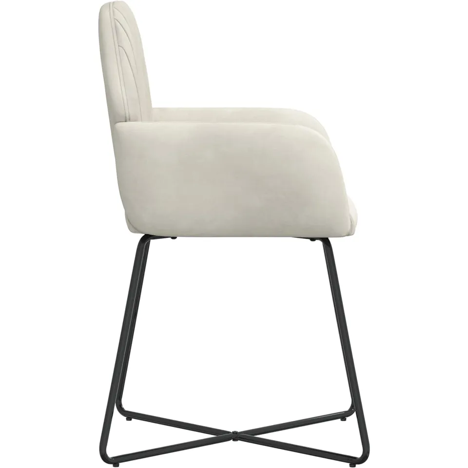 vidaXL Eettafelstoelen 4 st fluweel Crèmekleurig 55 x 50 x 84 cm, foto 4