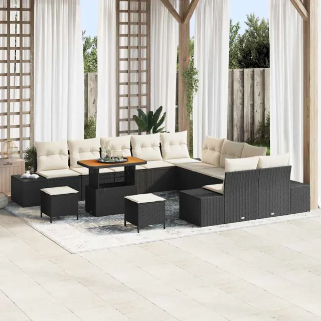 vidaXL Tuinbankenset 13 st Zwart poly rattan