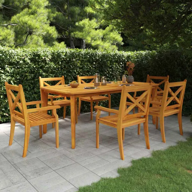 vidaXL Tuintafel 200x100x75 cm massief acaciahout bruin, foto 2