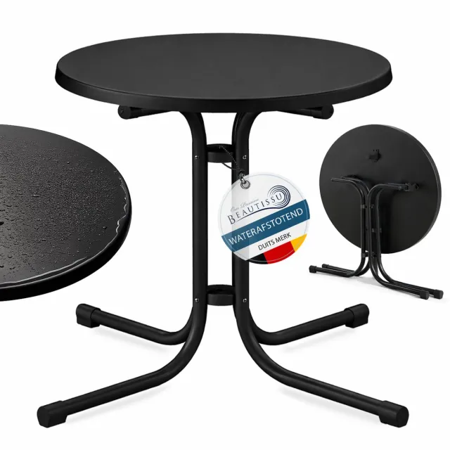 Beautissu Bistroni Bistrotafel Buiten 60 cm Waterdicht Inklapbare Ronde Tuintafel Terrastafel Balkontafel Campingtafel Sta-tafel Eettafel Hoogte 70 cm Zwart