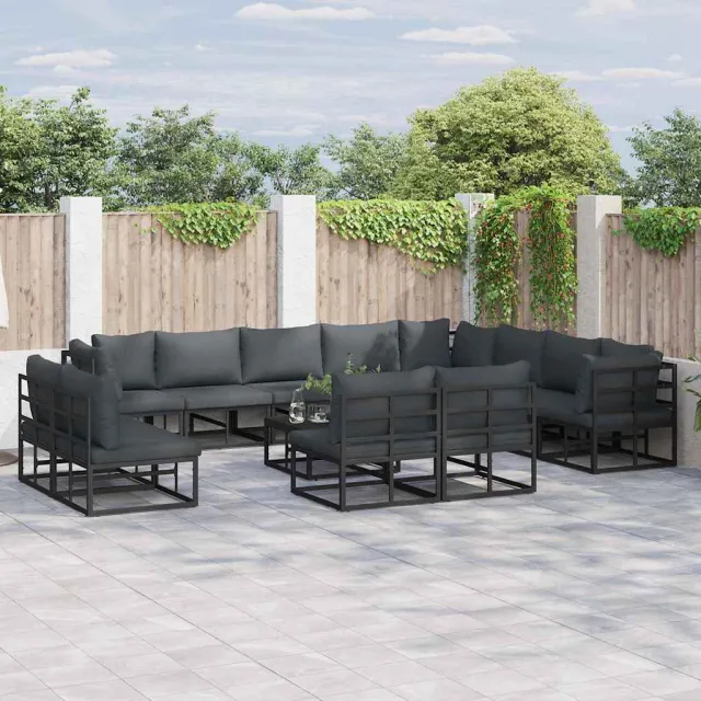 vidaXL Tuinbankenset 12 st Zwart Aluminium, foto 2