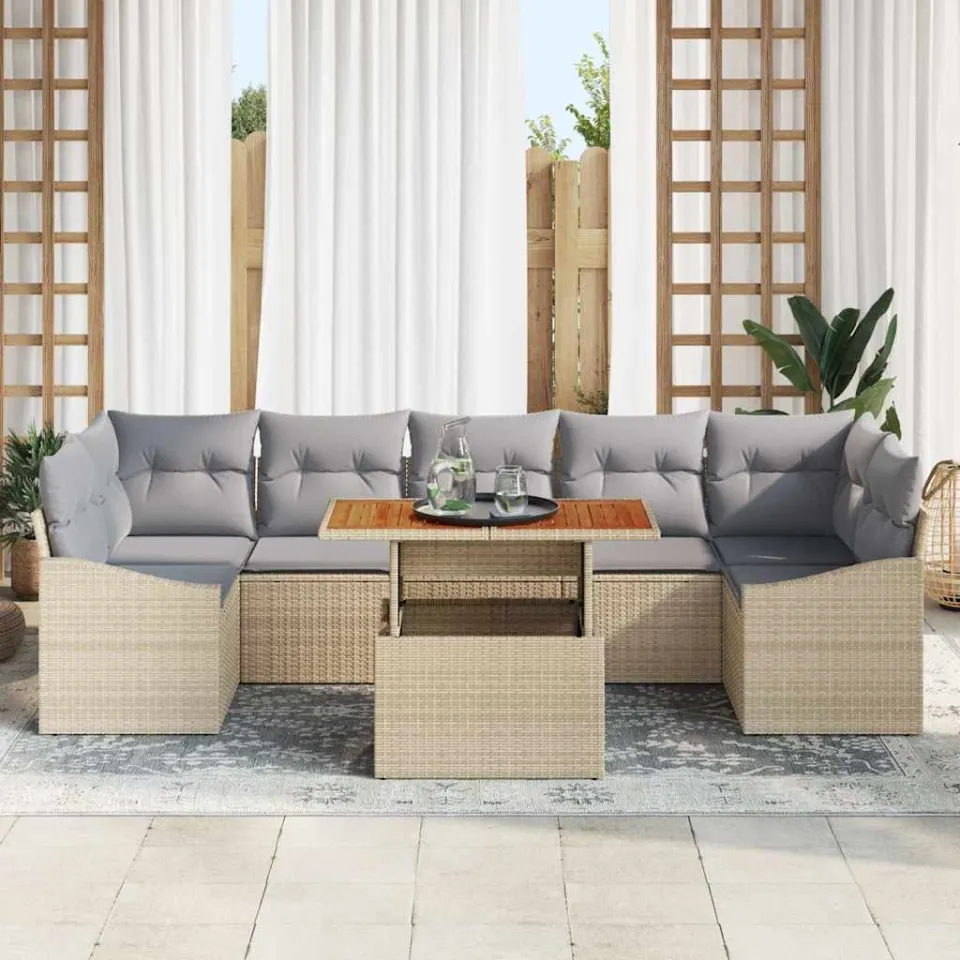 vidaXL Tuin Sofa Set 8 st Beige en Licht Grijs