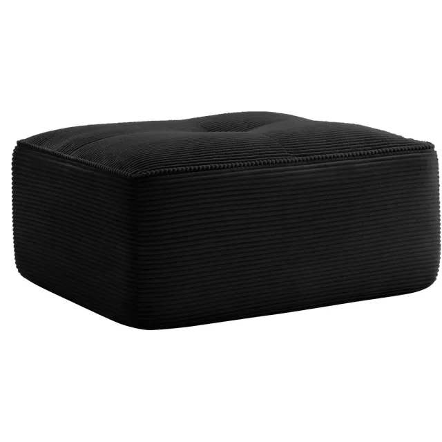 MUVANO Hocker Zwart - Zwarte Ribstof Hocker Voor Woonkamer - Modulaire Poef Corduroy - 92x73x40cm - Antislip Zitelement - Woonkamer Zwart