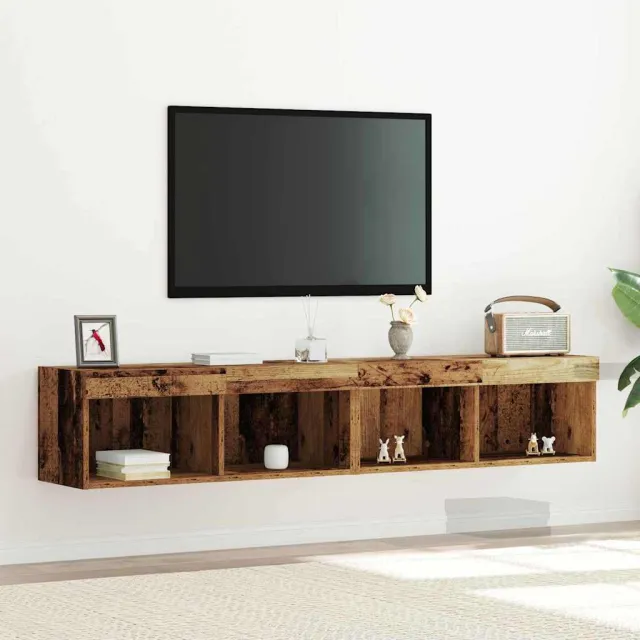 vidaXL Tv-meubelset 2 st Oud hout Bewerkt hout Bruin