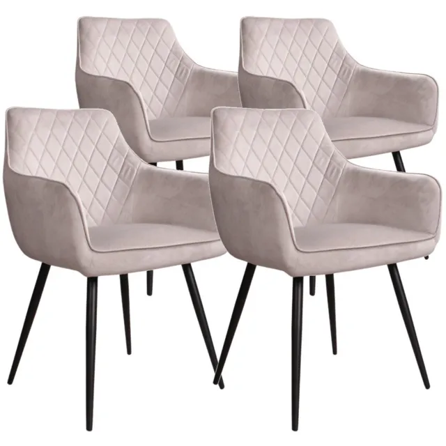 DS4U Ravi 3.0 eetkamerstoel - Set van 4 - Grijs - Velvet - Met armleuning