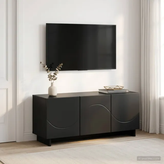 vidaXL tv-meubel 90 x 34,5 x 40 cm Zwart Bewerkt hout, foto 2
