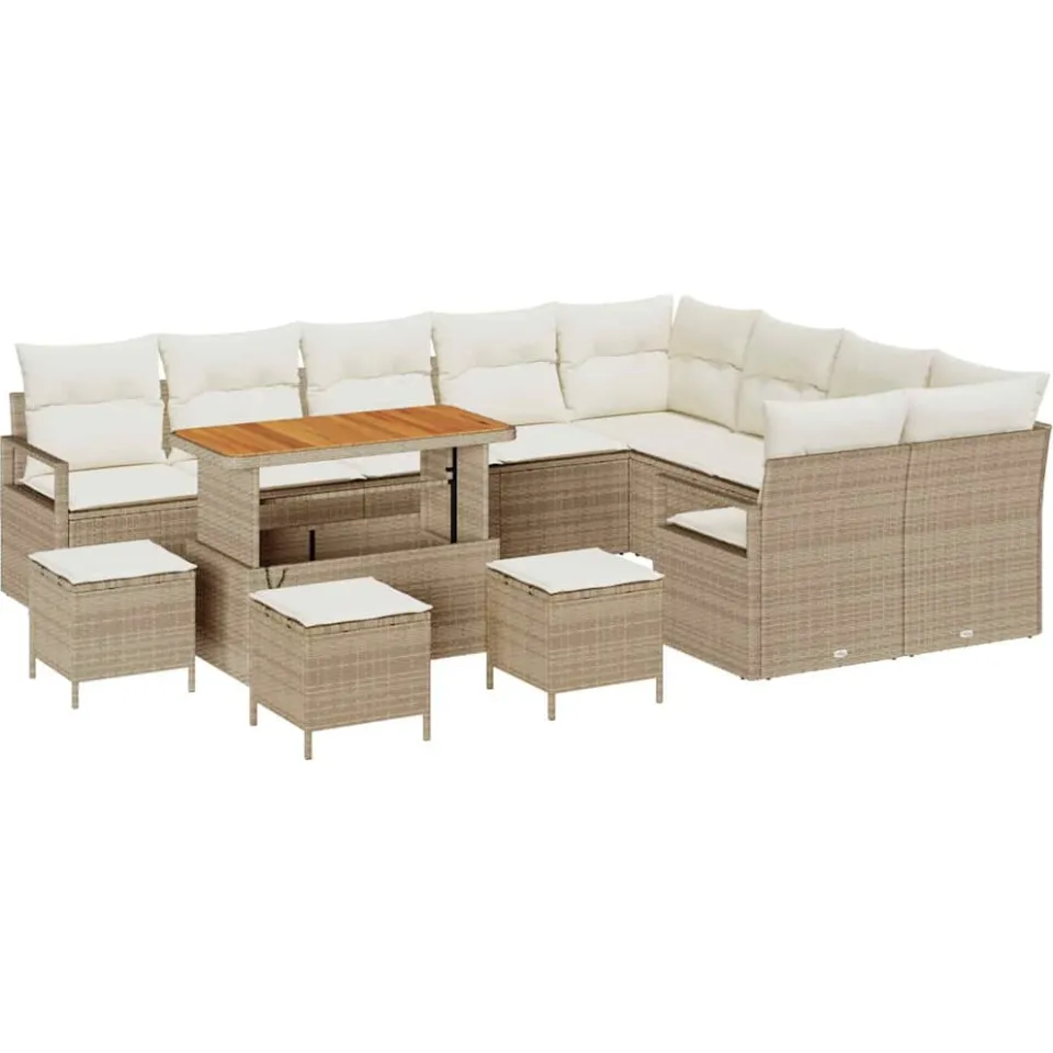vidaXL Tuinbankenset 13 st Beige poly rattan