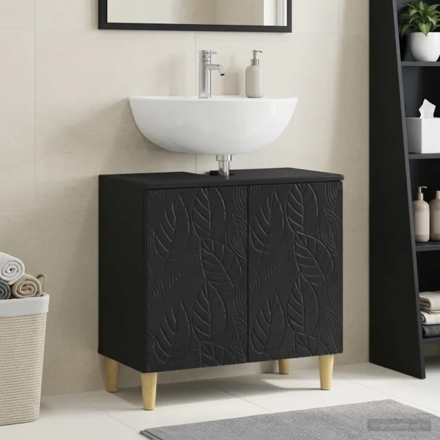 vidaXL Badkamer wastafelkast DELFT Zwart 59,5 x 31,5 x 59 cm, foto 2
