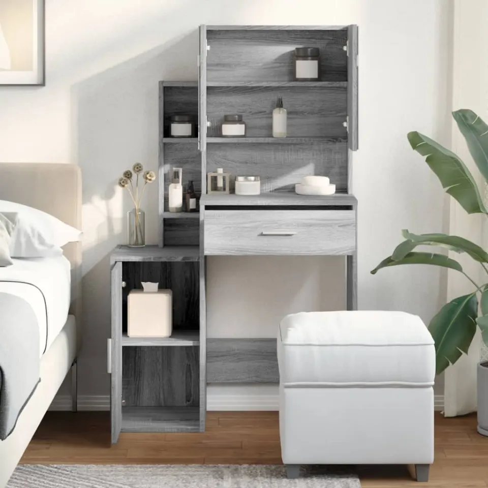 vidaXL Kaptafel met kastje 80x35x132 cm grijs sonoma eikenkleurig, foto 3