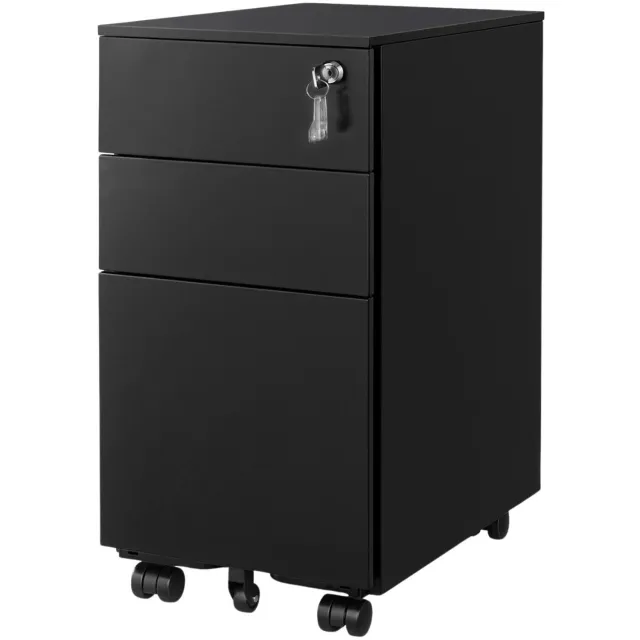 Happiq Rolgarderobe Archiefbureau - Voor Documentopslag - 3 Laden Voorgemonteerd - Zwart