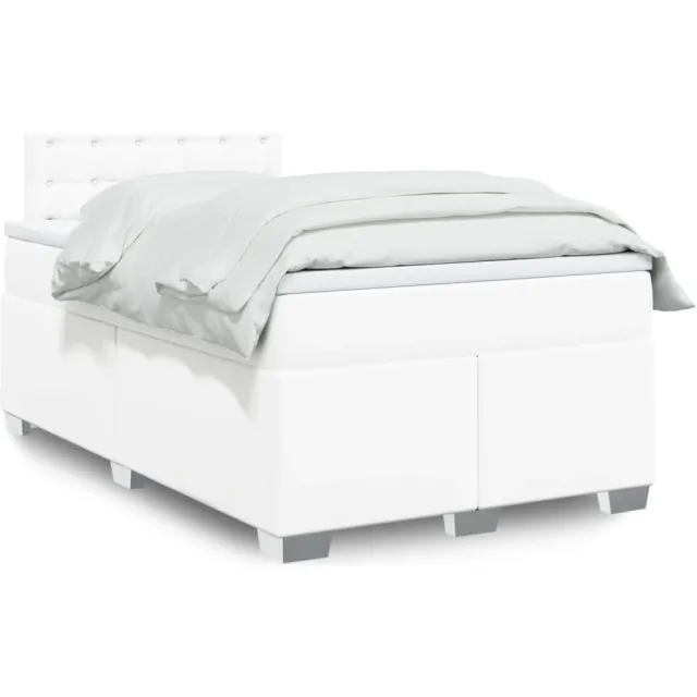 vidaXL Boxspring met matras kunstleer wit 120x200 cm