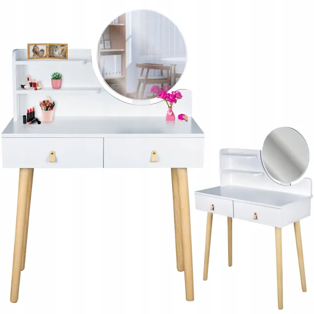 Jumi Toaletta met spiegel SCANDI – Scandinavische cosmetica tafel wit