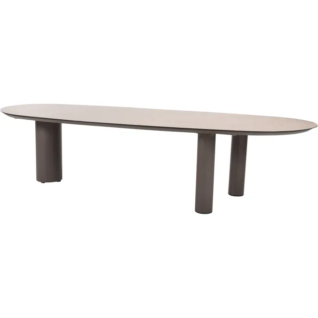 4 Seasons Outdoor Denia dining tuintafel 290x110xH75 cm met 3 poten printed ceramic terre Taste 4SO Bruin / Terre