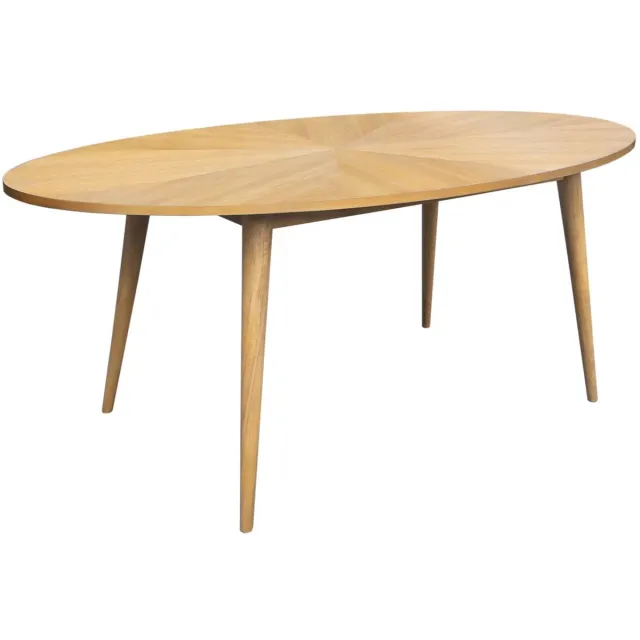 sweeek Ovale eettafel van rubberhout en eikenfineer, 6 plaatsen - l 190 x b 100 x h 75 cm - diane Naturel