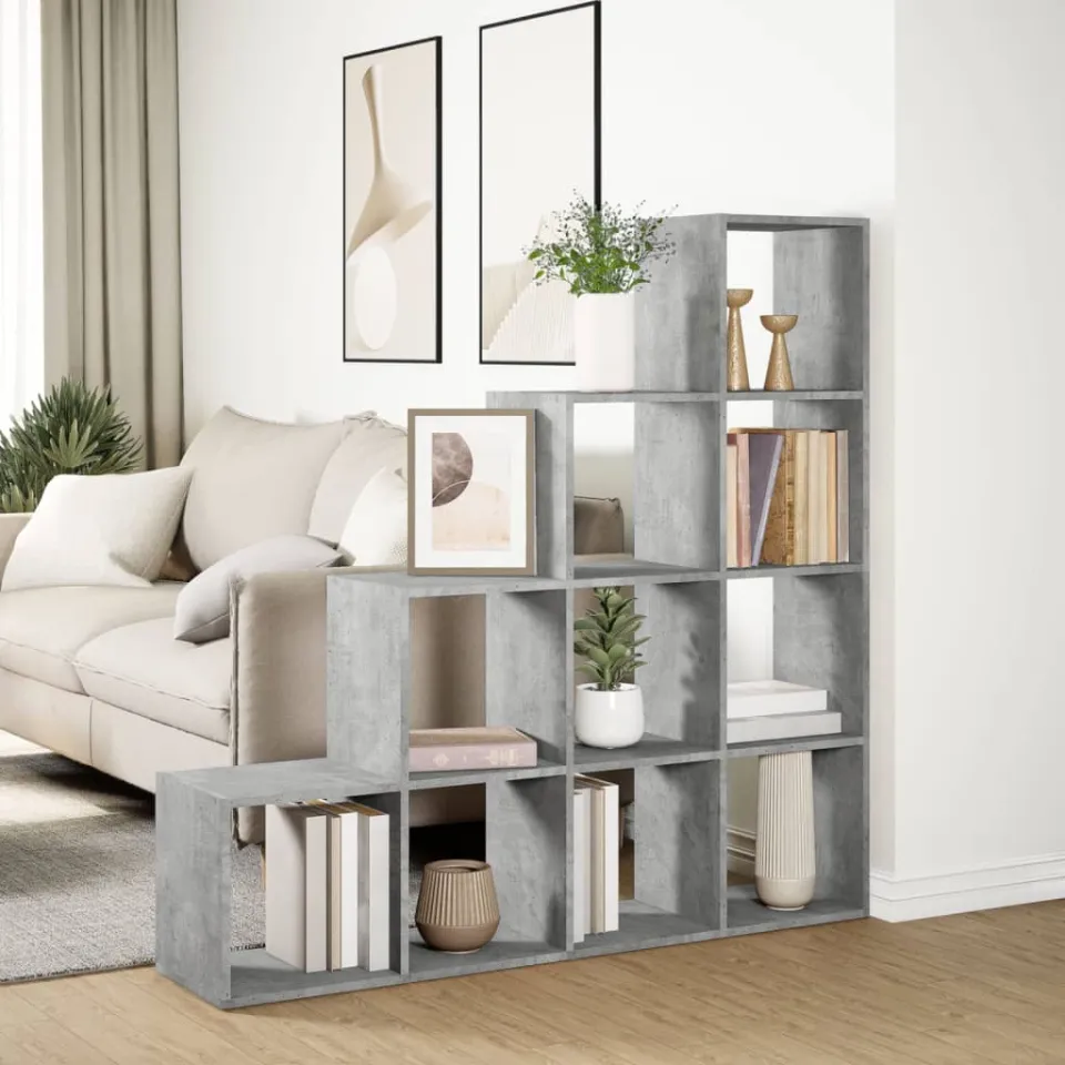 vidaXL Kamerscherm / boekenkast 131,5x29x131,5 cm hout grijs sonoma, foto 3