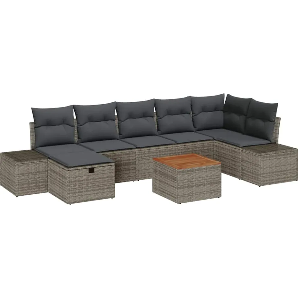vidaXL Tuinbankenset 8 st Grijs Poly riet