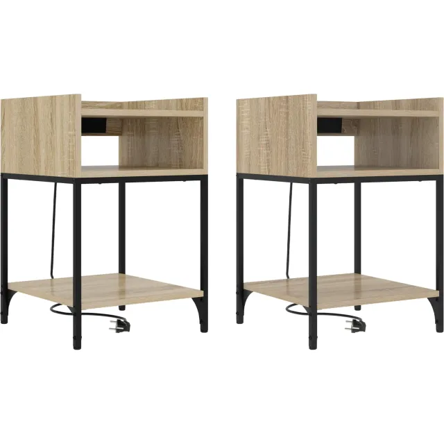 vidaXL Nachtkastje 2 st Sonoma Eiken 40 x 40 x 61 cm Bewerkt hout Bruin