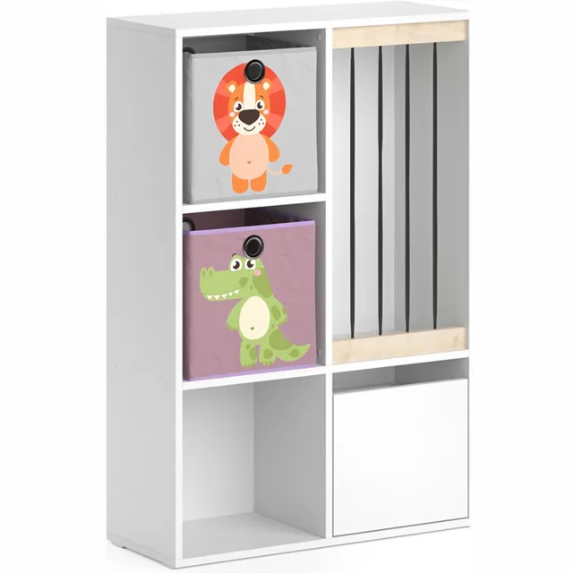 Vicco Luigi Kinderboekenkast – 29.2 x 107.8 cm met 2 vouwboxen opt.3 Wit