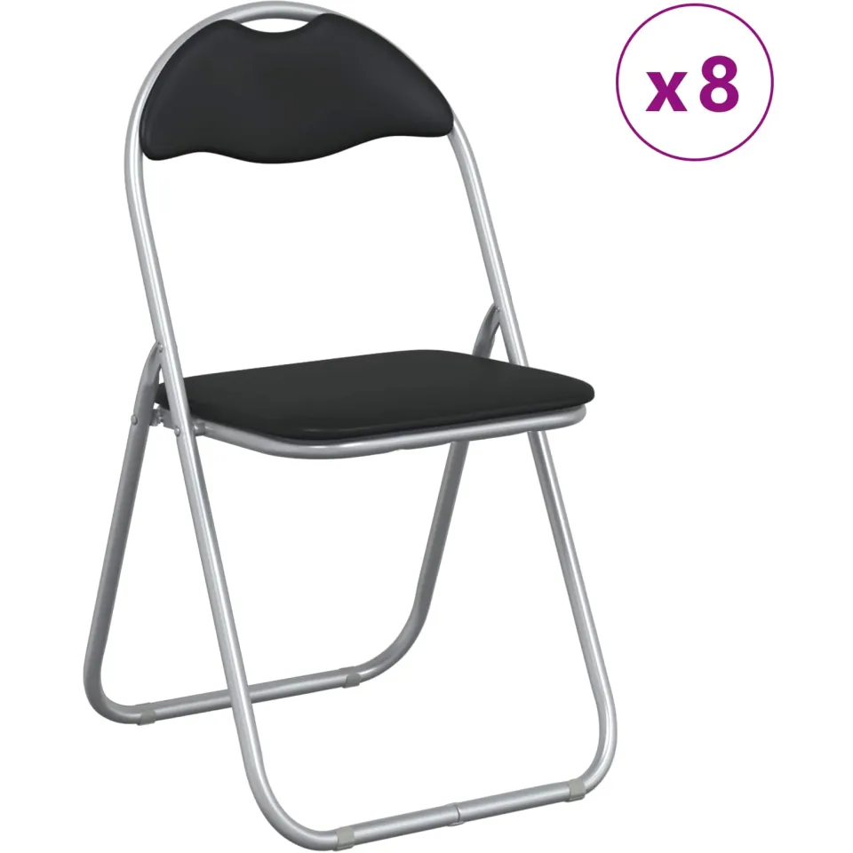 vidaXL Inklapbare stoel 8 st Nep Leer Zwart en Grijs 48 x 43,5 x 81 cm, foto 2