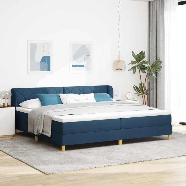 vidaXL Boxspringbed met hoofdeinde Blauw 200 x 200 cm Stof