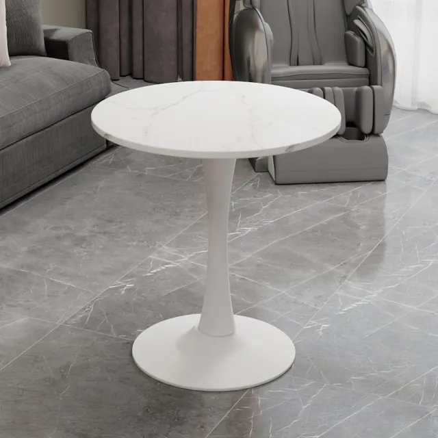 Clruro Eettafel - Ø70×72 cm - Rond - voor 2–4 Personen - Kunstmarmer - Wit