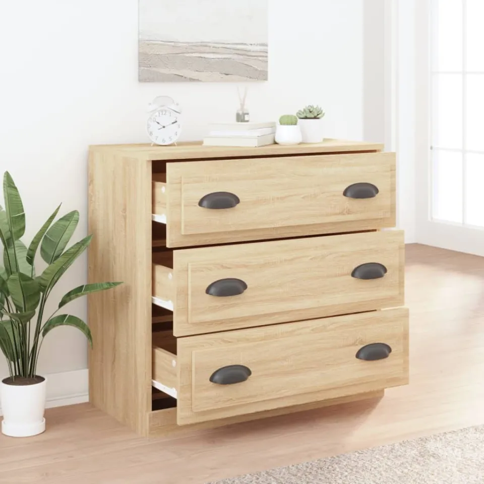 vidaXL Dressoir 70x35,5x67,5 cm bewerkt hout sonoma eikenkleurig, foto 3