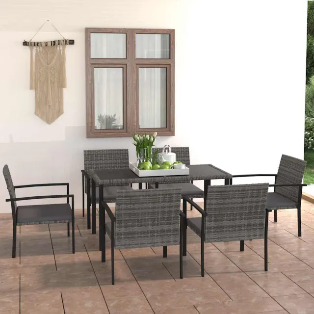 vidaXL 7-delige Tuinset poly rattan grijs, foto 2
