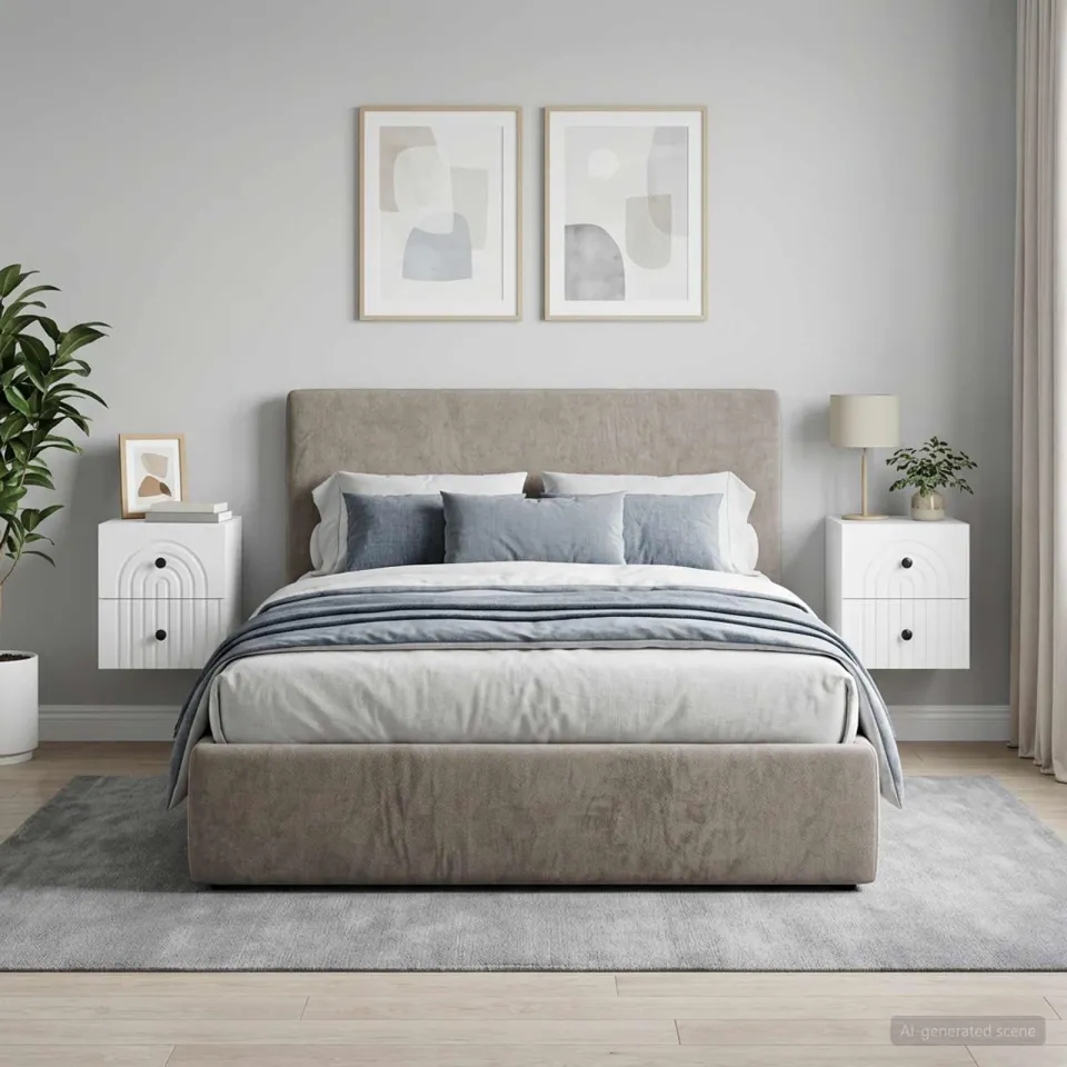 vidaXL Wandbeugel Bedkast 2 st Wit 33 x 34,5 x 40 cm Bewerkt hout, foto 4