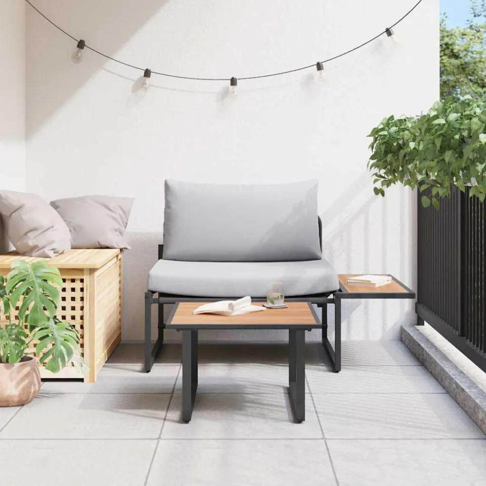 vidaXL Tuinbankenset 2 st Lichtgrijs Staal, foto 4